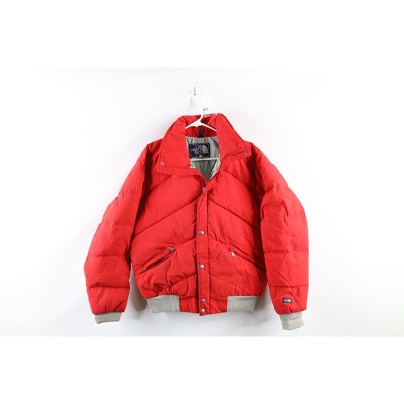 Vintage 80s The North Face Mens Large Distressed Down Fill Puffer Jacket Red USA
